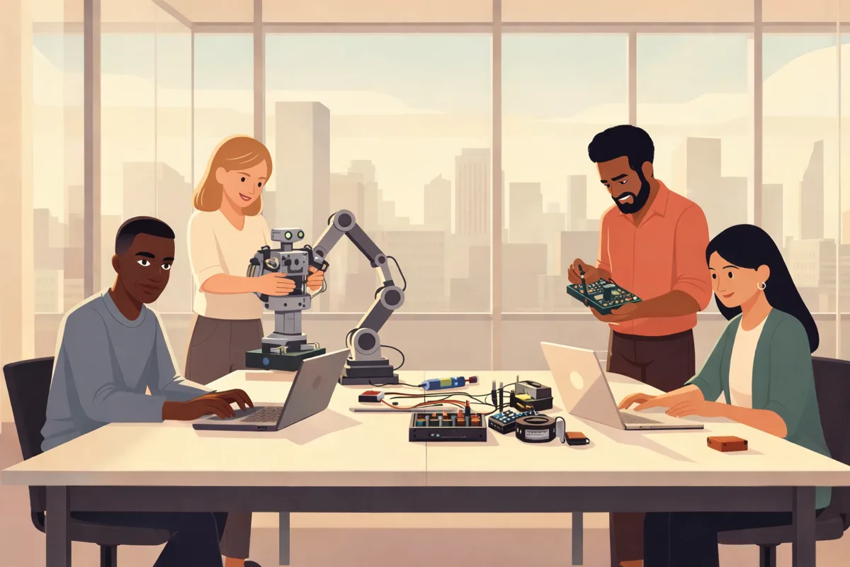 Engineer working on robotics designs